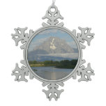 Jackson Hole River at Grand Teton National Park Snowflake Pewter Christmas Ornament