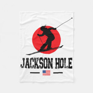 Jackson Hole Usa Ski Resort Rocky Mountains Americ Fleece Blanket