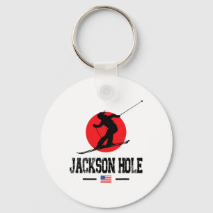 Jackson Hole Usa Ski Resort Rocky Mountains Americ Keychain