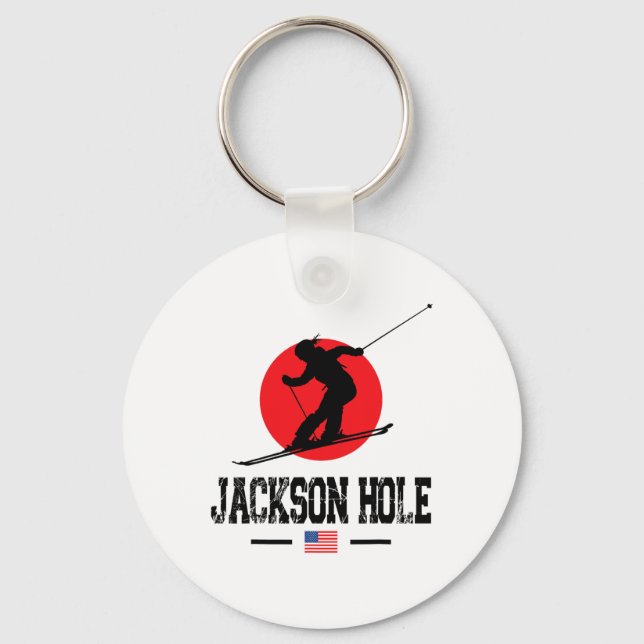Jackson Hole Usa Ski Resort Rocky Mountains Americ Keychain (Front)