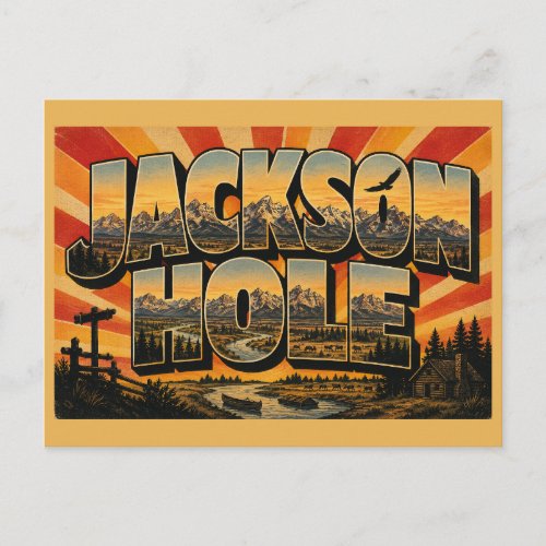 Jackson Hole WY Valley Mountains River Art Postcard