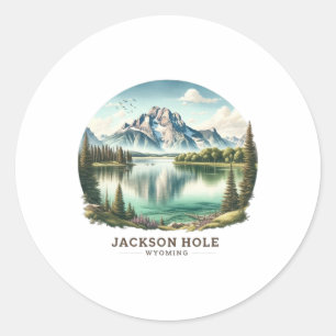 Jackson Hole Wy Wyoming Jenny Lake Skiing Snow  Classic Round Sticker