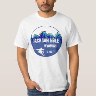 Jackson Hole Wyoming blue ski art value tee