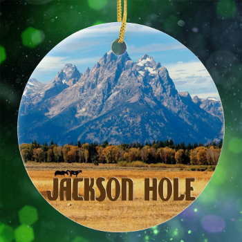 Jackson Hole Wyoming Ceramic Ornament by whereabouts at Zazzle