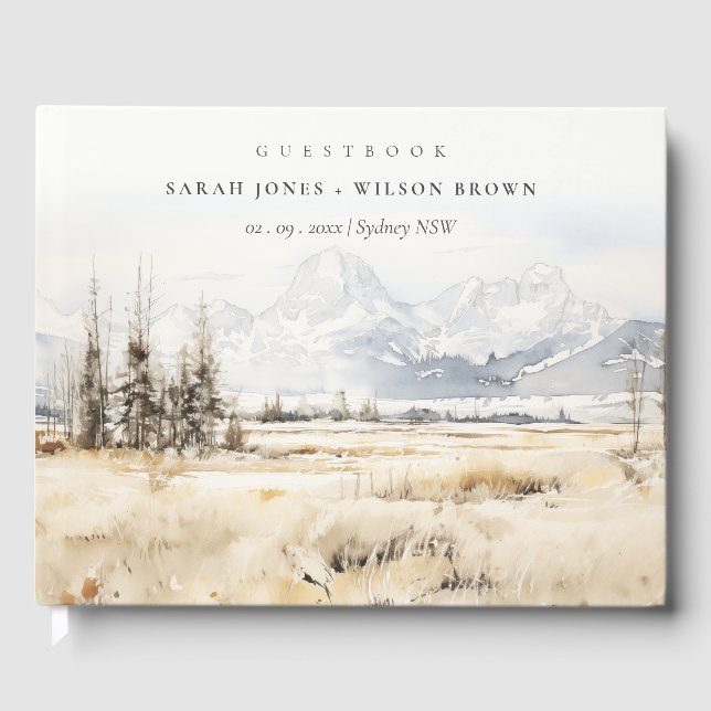 Jackson Hole Wyoming Landscape Rehearsal Dinner Guest Book (Front)