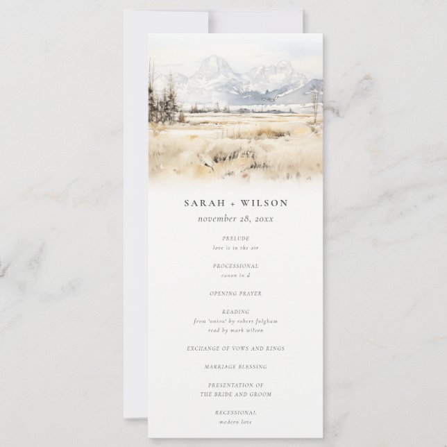 Jackson Hole Wyoming Landscape Wedding Program (Front)