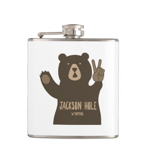 Jackson Hole Wyoming Peace Bear Flask