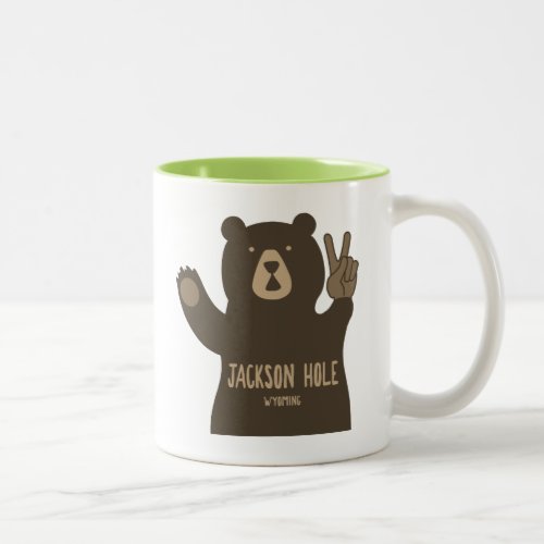 Jackson Hole Wyoming Peace Bear Two_Tone Coffee Mug