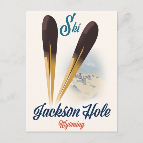 Jackson Hole Wyoming Ski poster Postcard