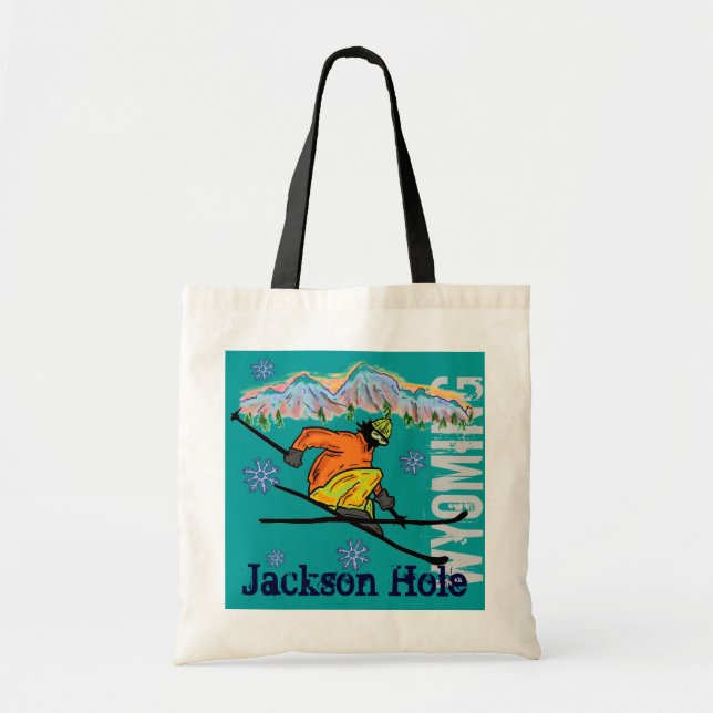 Jackson Hole Wyoming ski reusable bag (Front)