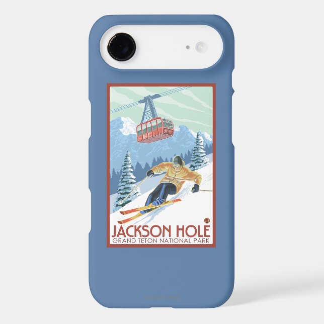 Jackson Hole, Wyoming Skier and Tram Case-Mate iPhone Case (Back)