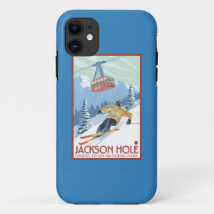 Jackson Hole, Wyoming Skier and Tram iPhone 11 Case