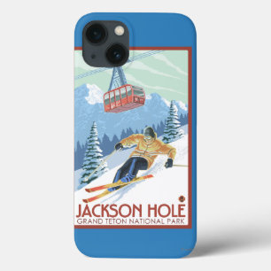 Jackson Hole, Wyoming Skier and Tram iPhone 13 Case