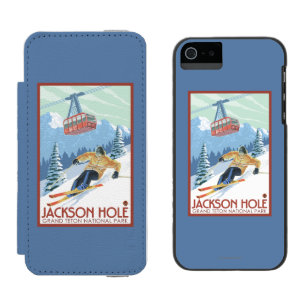 Jackson Hole, Wyoming Skier and Tram iPhone SE/5/5s Wallet Case