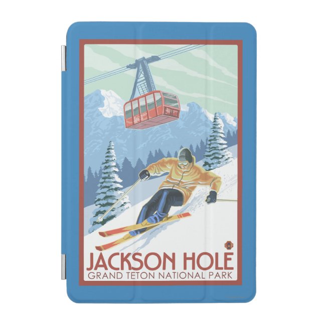 Jackson Hole, Wyoming Skier and Tram iPad Mini Cover (Front)