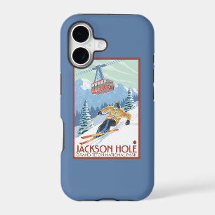 Jackson Hole, Wyoming Skier and Tram iPhone 17 Case