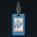 Jackson Hole, Wyoming Skier and Tram Luggage Tag<br><div class="desc">Jackson Hole, Wyoming Skier and Tram Vintage Travel Poster was created in 2007. This image depicts scenes from Grand Teton National Park, WY.</div>