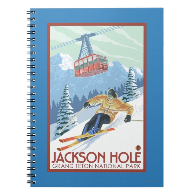 Jackson Hole, Wyoming Skier and Tram Notebook (Front)