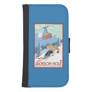 Jackson Hole, Wyoming Skier and Tram Samsung S4 Wallet Case