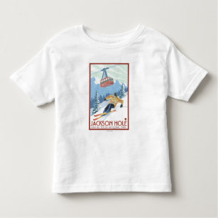 Jackson Hole, Wyoming Skier and Tram Toddler T-shirt