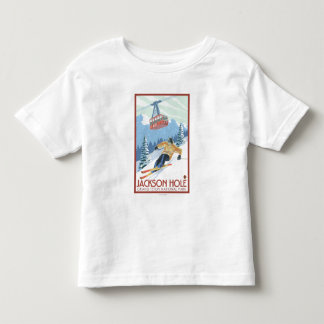 Jackson Hole, Wyoming Skier and Tram Toddler T-shirt