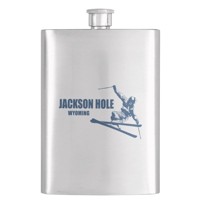 Jackson Hole Wyoming Skier Flask (Front)