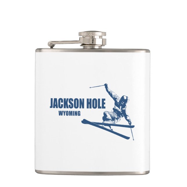 Jackson Hole Wyoming Skier Flask (Front)