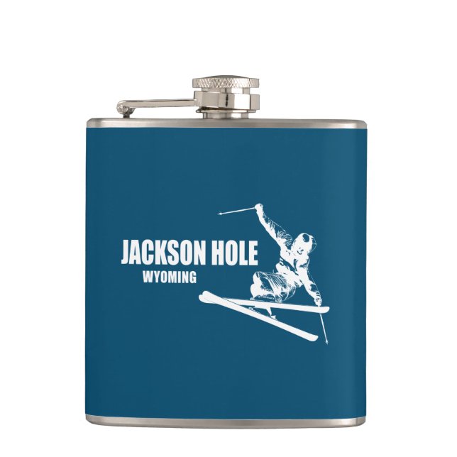 Jackson Hole Wyoming Skier Flask (Front)