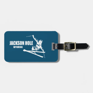 Jackson Hole Wyoming Skier Luggage Tag