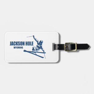Jackson Hole Wyoming Skier Luggage Tag
