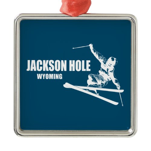 Jackson Hole Wyoming Skier Metal Ornament