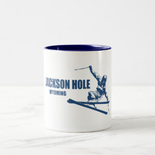 Jackson Hole Wyoming Skier Two-Tone Coffee Mug