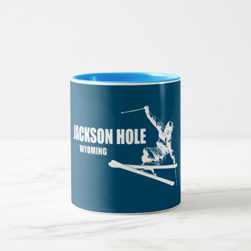 Jackson Hole Wyoming Skier Two_Tone Coffee Mug