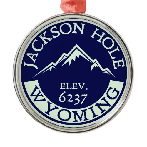 Jackson Hole Wyoming Skiing Hiking Snowboard Metal Ornament