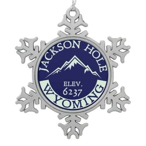 Jackson Hole Wyoming Skiing Hiking Snowboard Snowflake Pewter Christmas Ornament