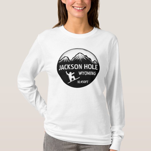 Jackson Hole Wyoming snowboard art hoodie T-Shirt (Front)