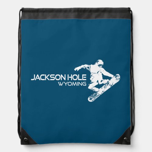 Jackson Hole Wyoming Snowboarder Drawstring Bag