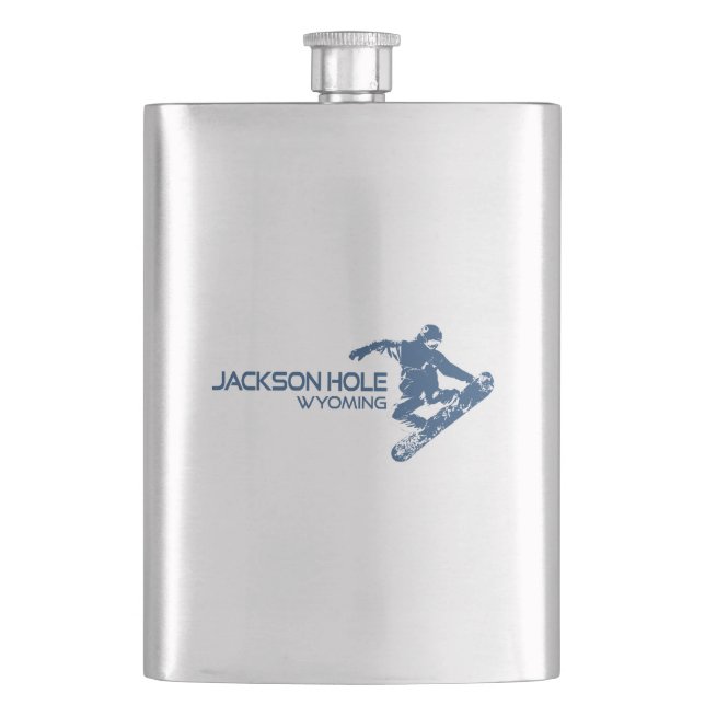 Jackson Hole Wyoming Snowboarder Flask (Front)
