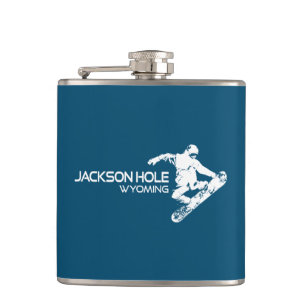 Jackson Hole Wyoming Snowboarder Flask