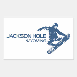 Jackson Hole Wyoming Snowboarder Rectangular Sticker