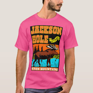 Jackson Hole Wyoming Teton Vintage Mountains Moose T-Shirt