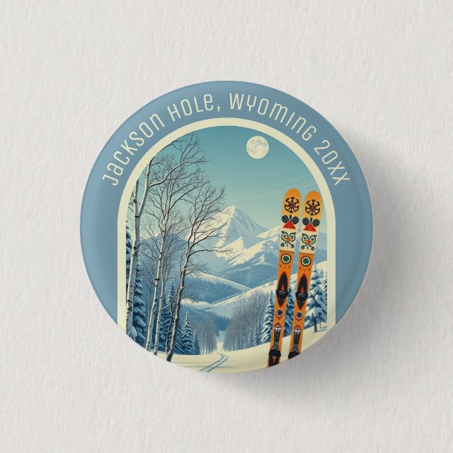 Jackson Hole, Wyoming usa ski area souvenir  Button (Front)