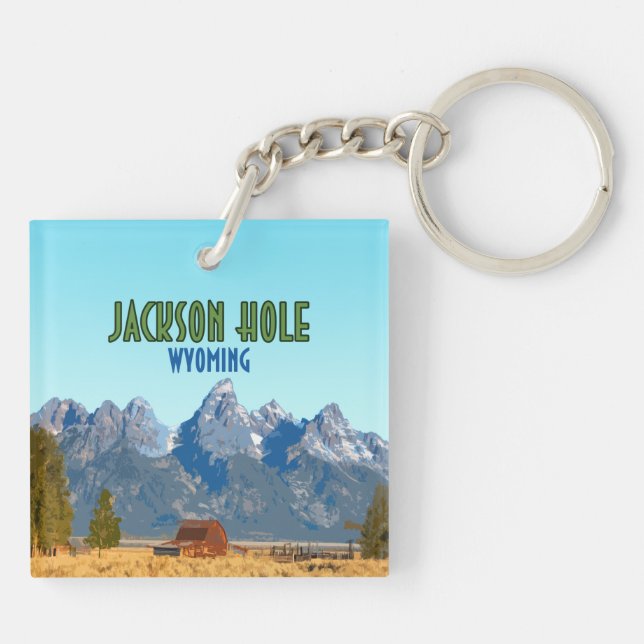 Jackson Hole Wyoming Vintage Keychain (Back)