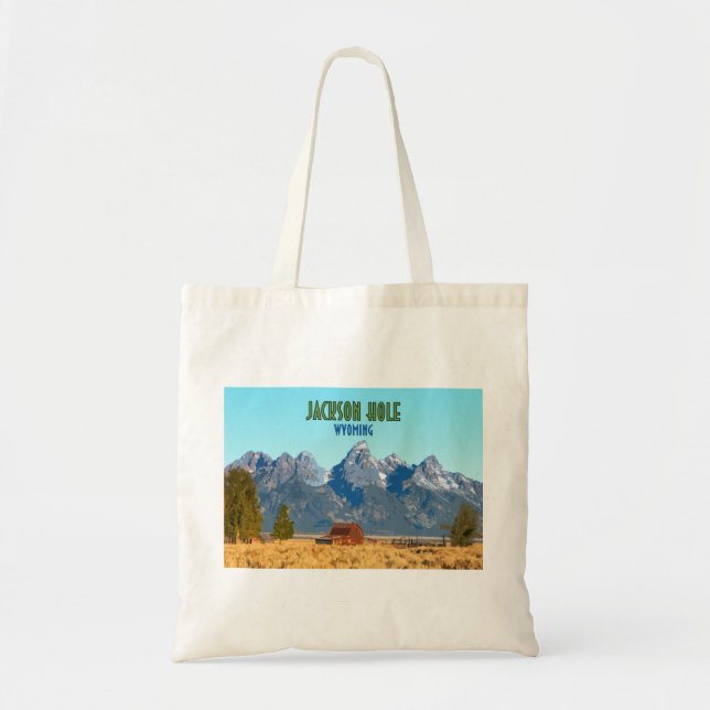 Jackson Hole Wyoming Vintage Tote Bag (Front)