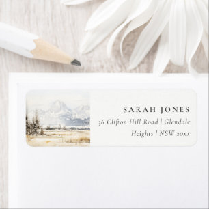 Jackson Hole Wyoming Watercolor Landscape Address Label