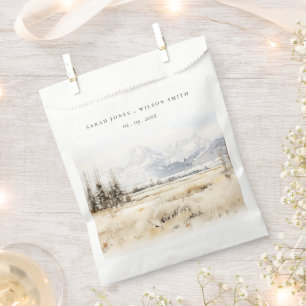Jackson Hole Wyoming Watercolor Landscape Wedding Favor Bag