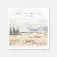 Jackson Hole Wyoming Watercolor Landscape Wedding