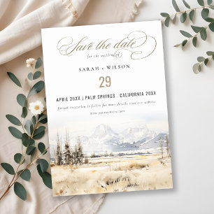Jackson Hole Wyoming Watercolor Landscape Wedding Save The Date