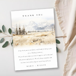 Jackson Hole Wyoming Watercolor Landscape Wedding Thank You Card