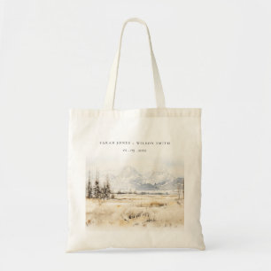 Jackson Hole Wyoming Watercolor Landscape Wedding Tote Bag
